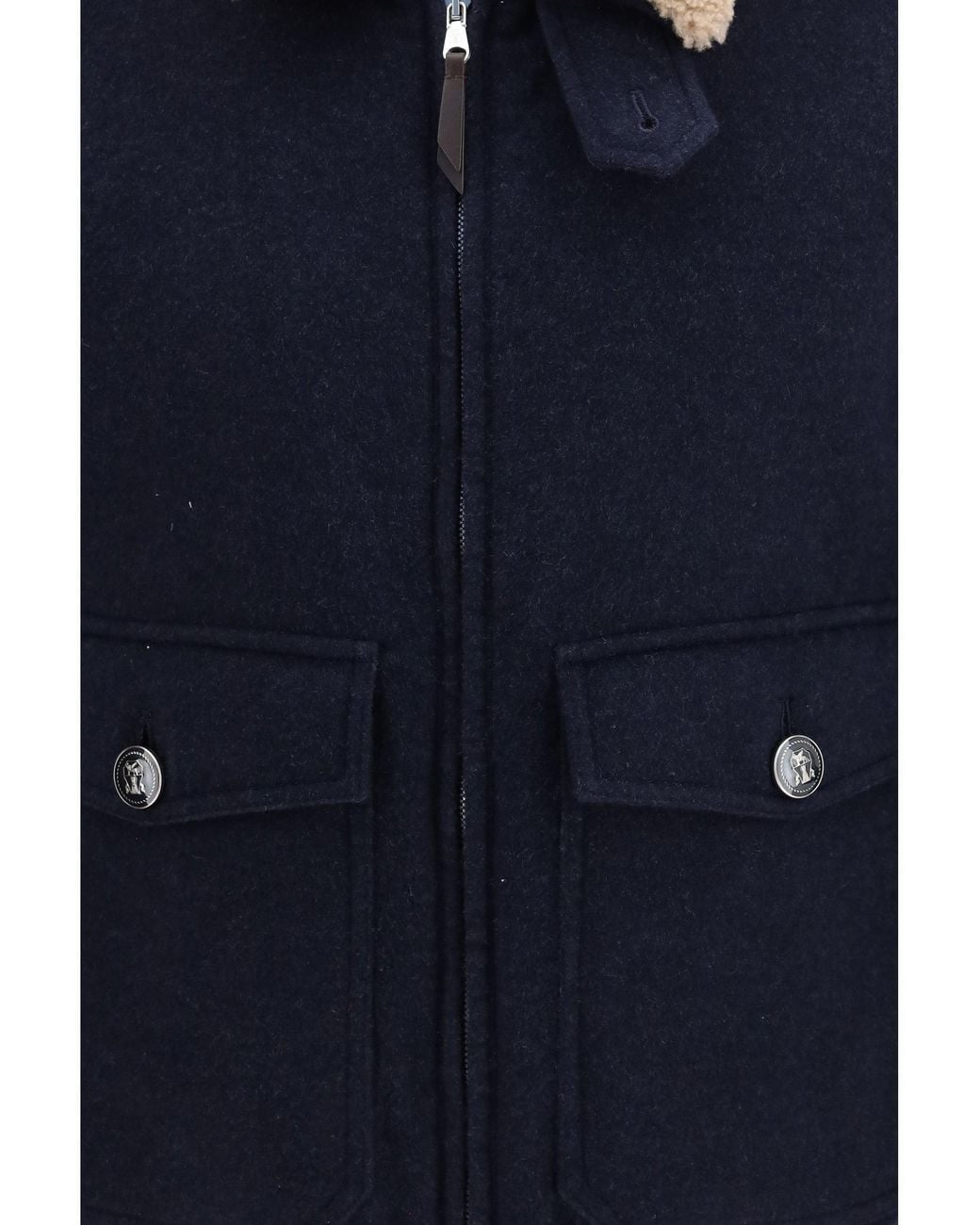 Brunello Cucinelli Blue Cashmere Beaver Jacket for men