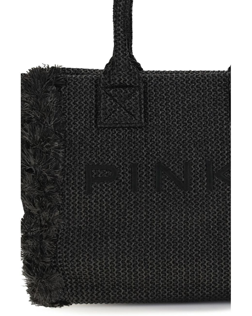 Pinko Black Raffia Tote Bag