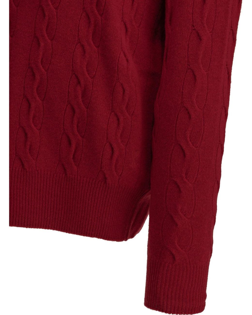 AMI Red Crew-Neck Cable-Knit Sweater for men