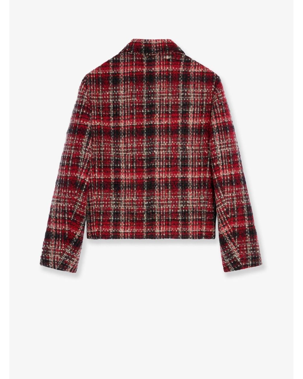 Céline Red Madras Wool, Cotton And Mohair Blazer
