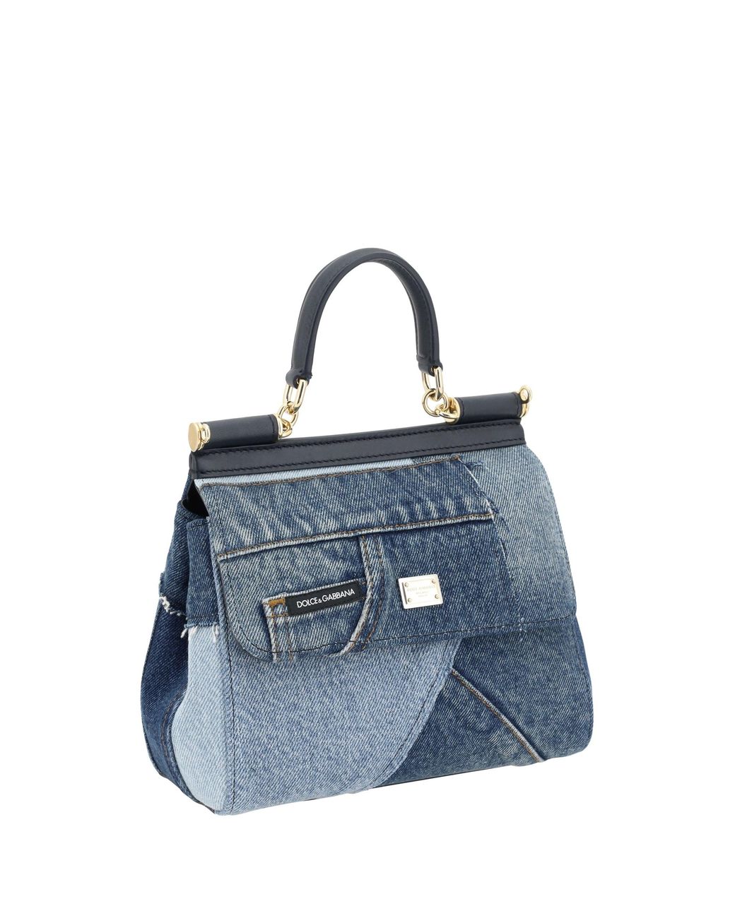 Dolce & Gabbana Blue Small Sicily Denim And Calf Leather Handbag