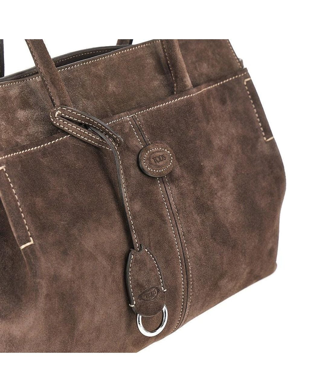 Tod's Brown Suede Leather Medium Shopping Bag