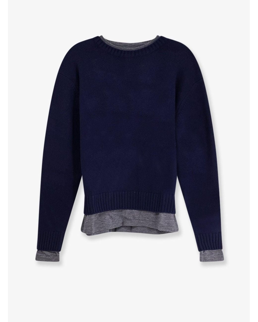 TONYWACK Blue Layered Wool And Cashmere Sweater for men