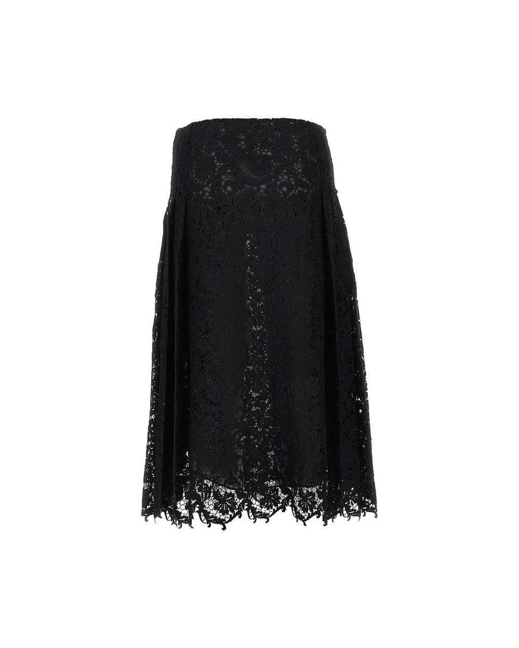 Fendi Black Macramè Lace Midi Skirt