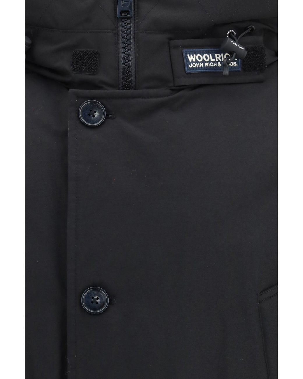 Woolrich Black Arctic Anorak Ramar Cloth for men