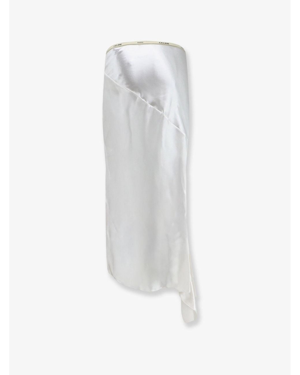 Céline White Viscose Satin Midi Skirt