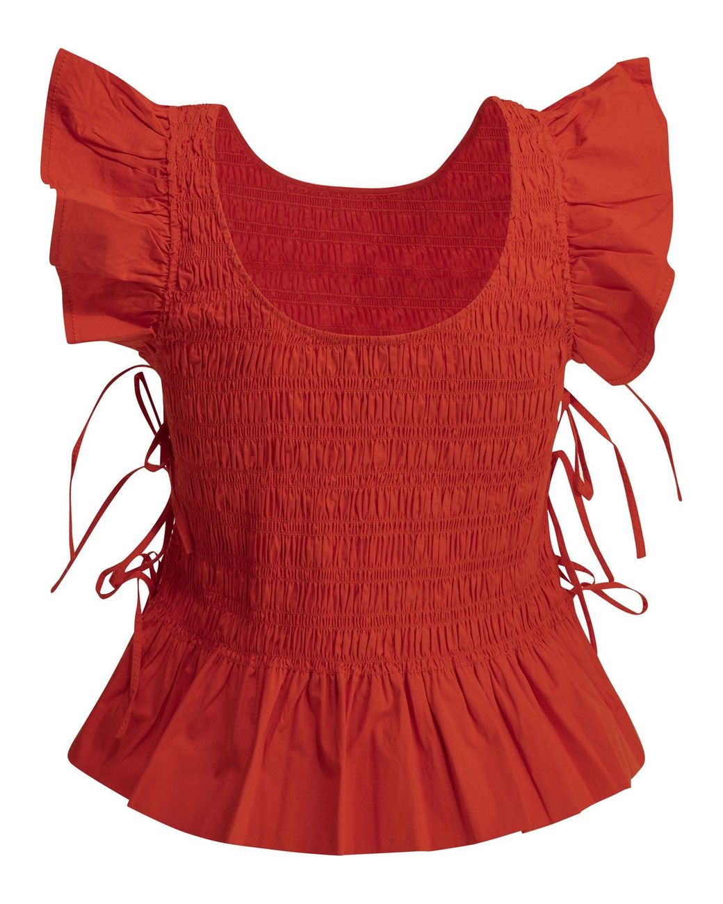 Ganni Red Casual Pleated Top