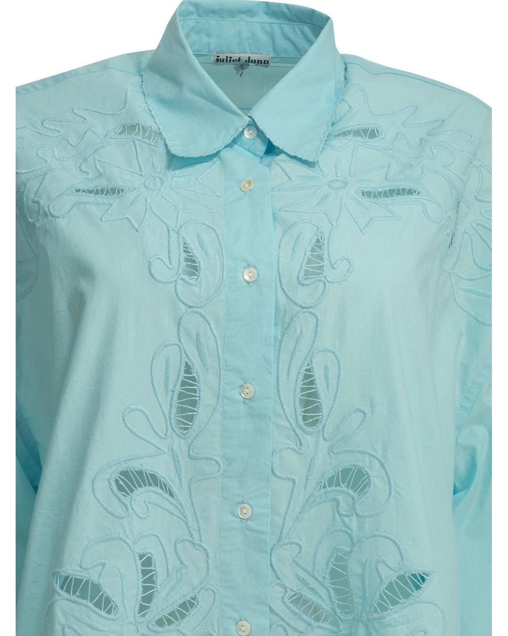 Juliet Dunn Blue Embroidered Casual Shirt