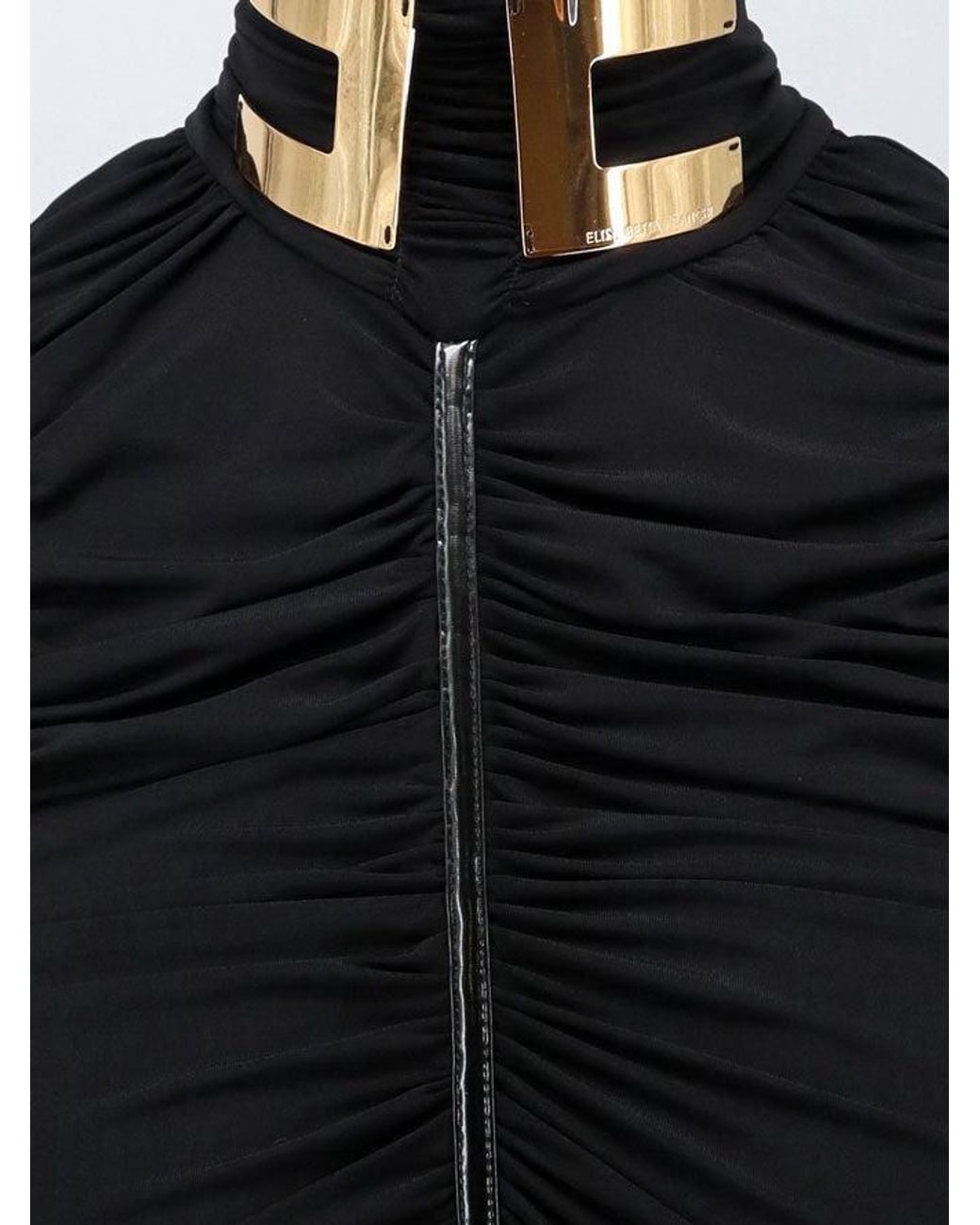 Elisabetta Franchi Black Draped Midi Dress
