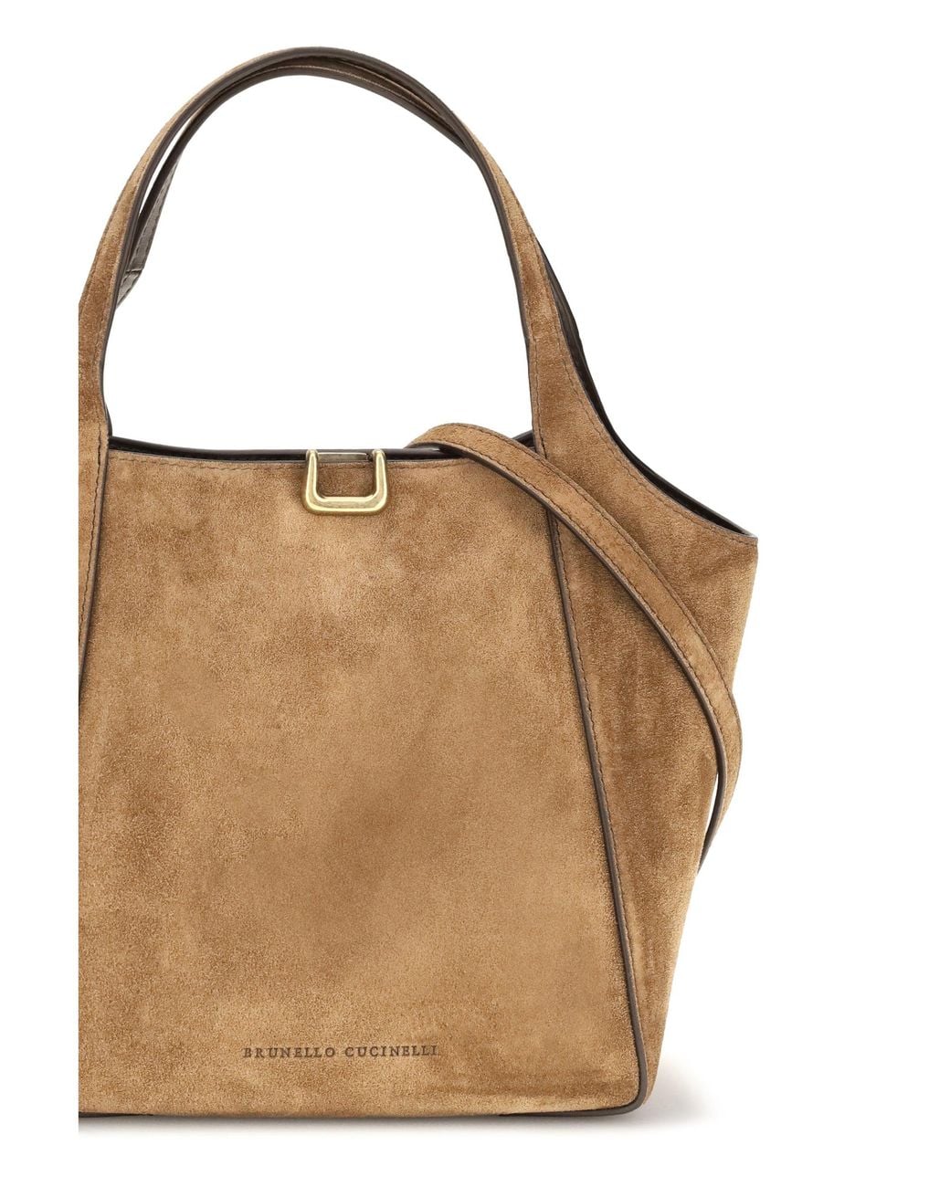 Brunello Cucinelli Brown Bucket Bag Suede Calf Leather Shoulder