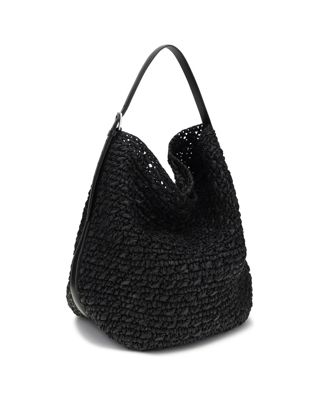 Totême Black Paper Raffia Tote Shoulder Bag