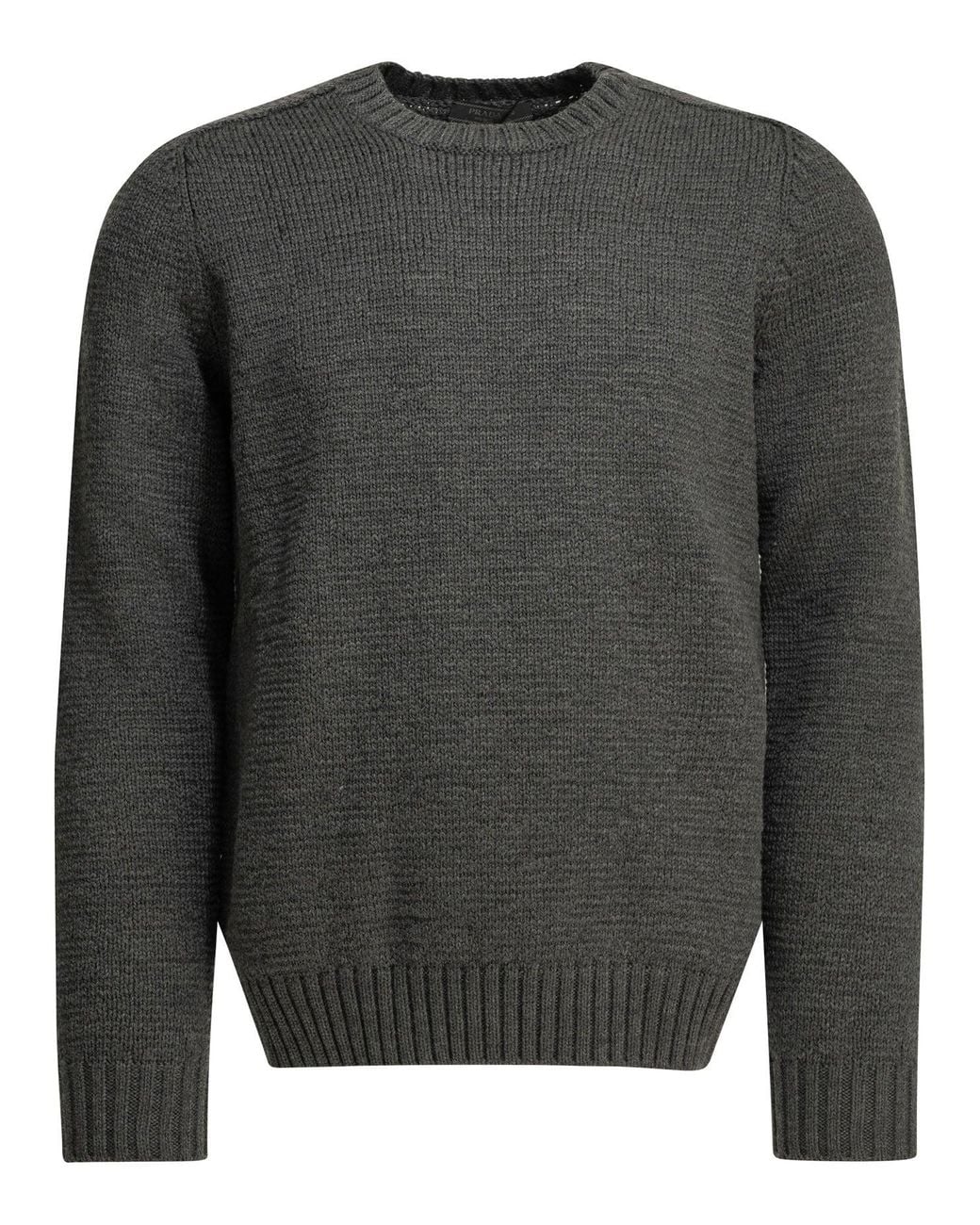 Prada Gray Virgin Wool Crewneck Sweater for men
