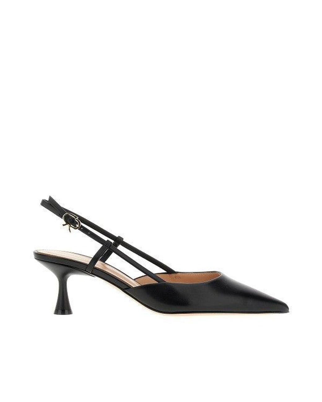 Gianvito Rossi Black Leather 'Ascent 55' Slingback Pumps 36