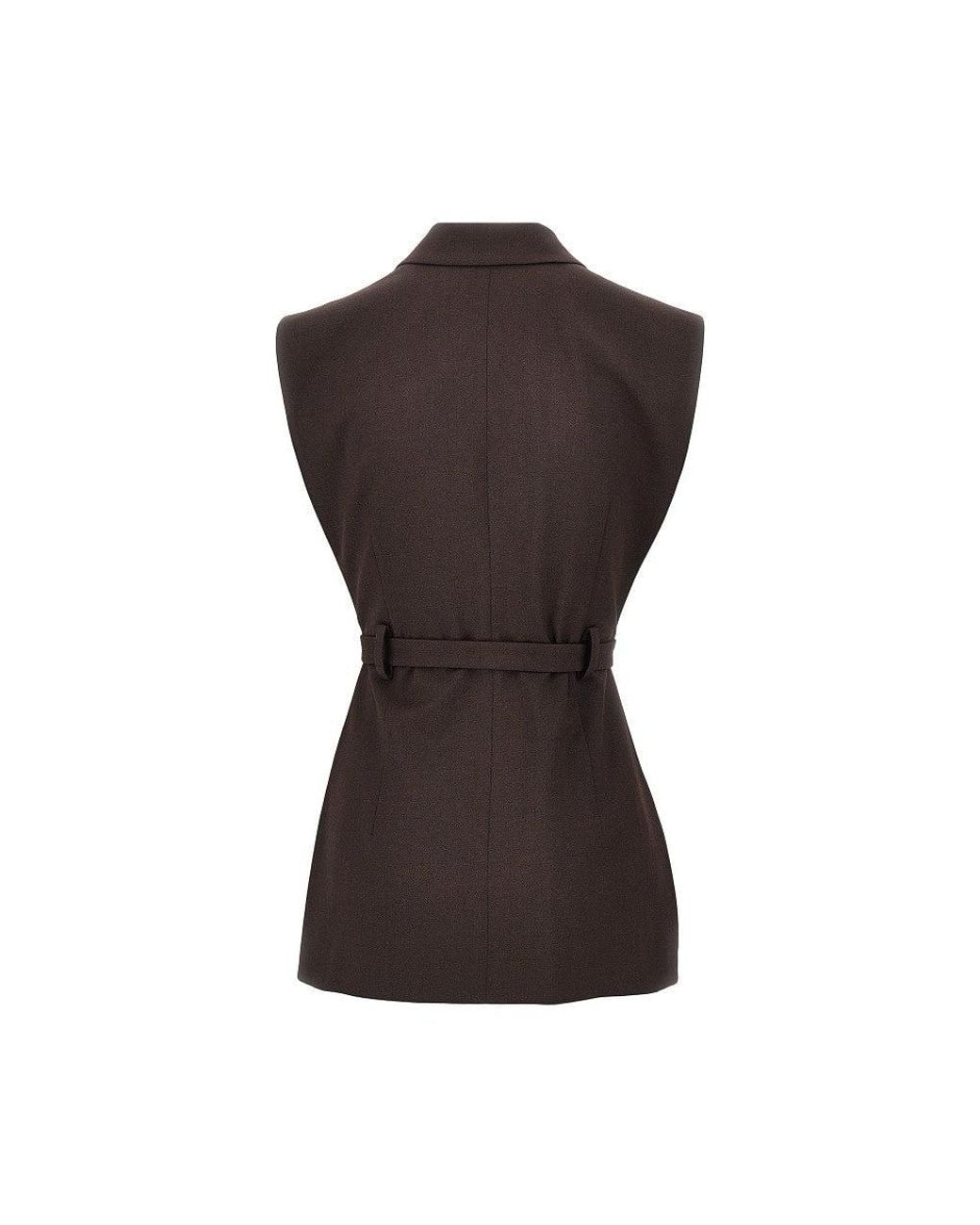 Pinko Brown Gabardine Vest With Belt