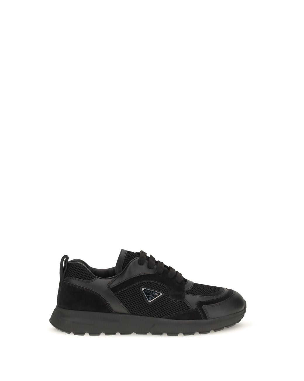 Prada Black Prax Leather And Fabric Sneakers for men