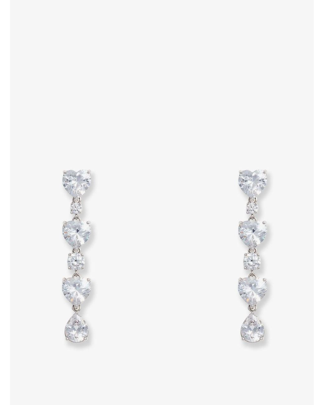 Self-Portrait White Self Portrait Crystal Heart Tiered Earrings
