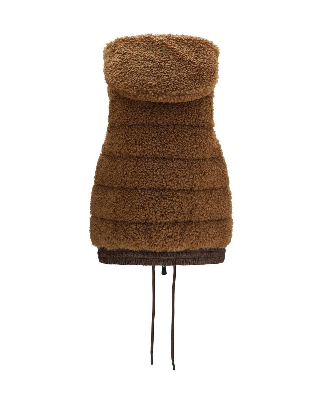 Moncler Brown Wool-Effect Padded Vest Tan