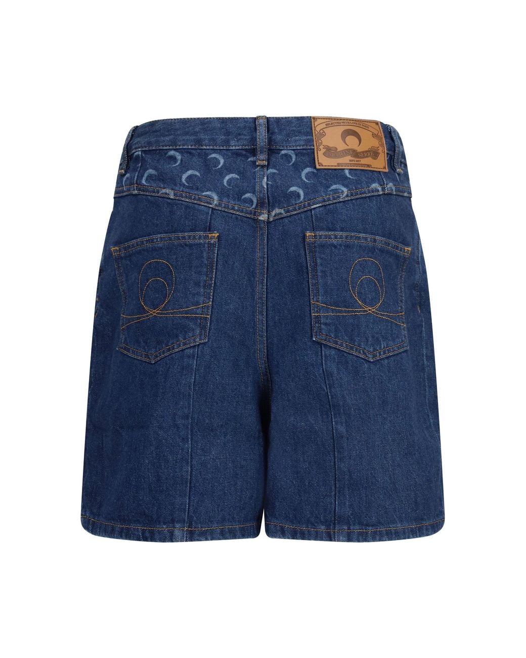 MARINE SERRE Blue High-Waisted Denim Shorts