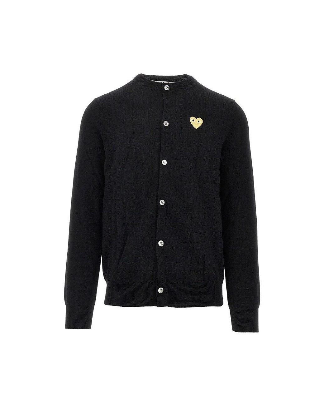 COMME DES GARÇONS PLAY Black Wool Cardigan With Heart Patch for men