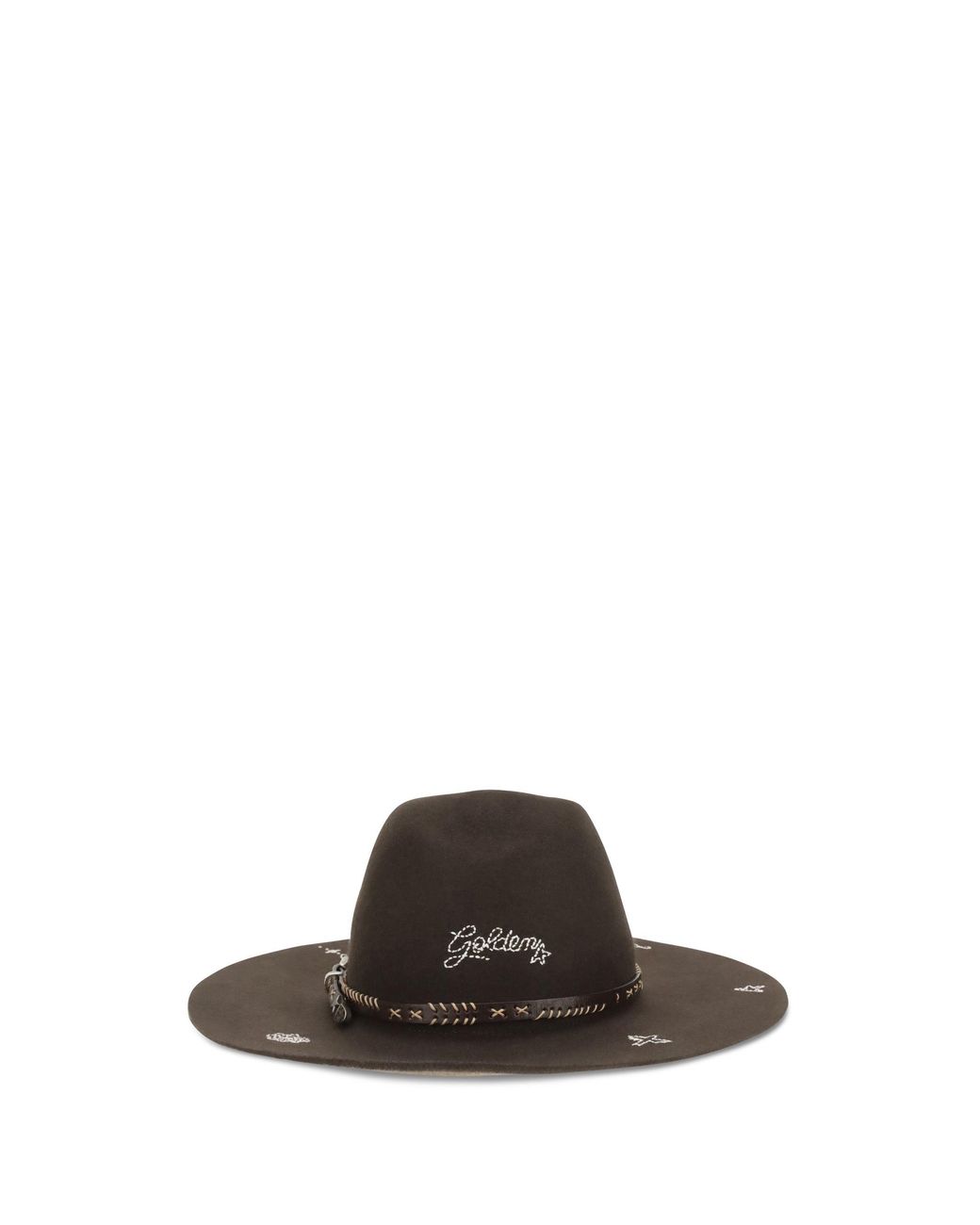 Golden Goose Deluxe Brand White Embroidered Wool Fedora