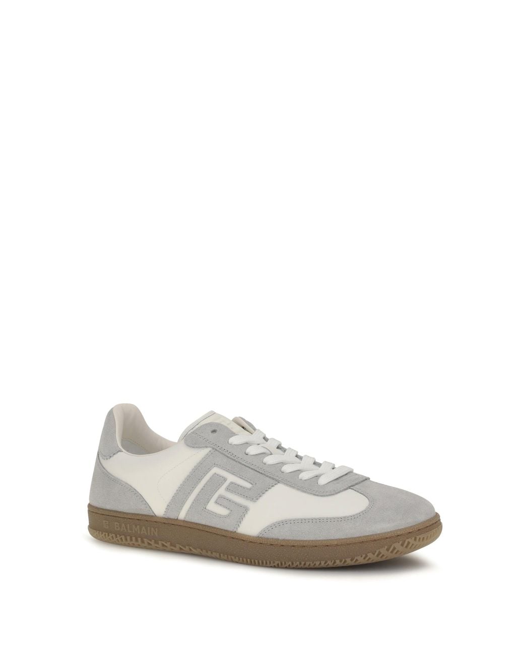 Balmain White Sneakers Swan Suede And Smooth Leather for men