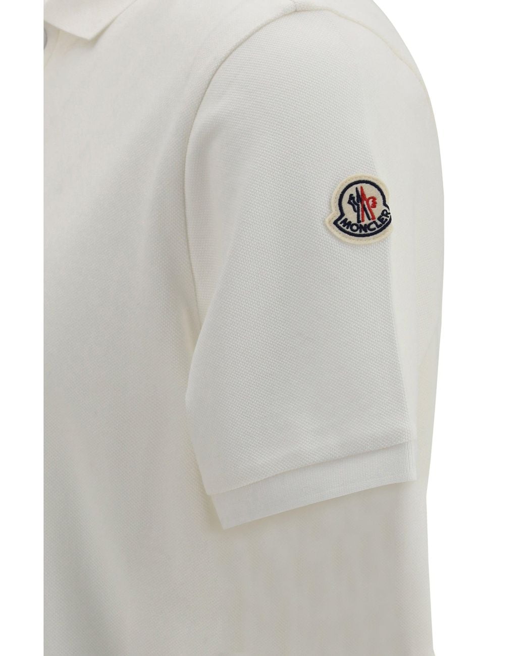 Moncler White Cotton Piqué Polo Shirt With Logo for men