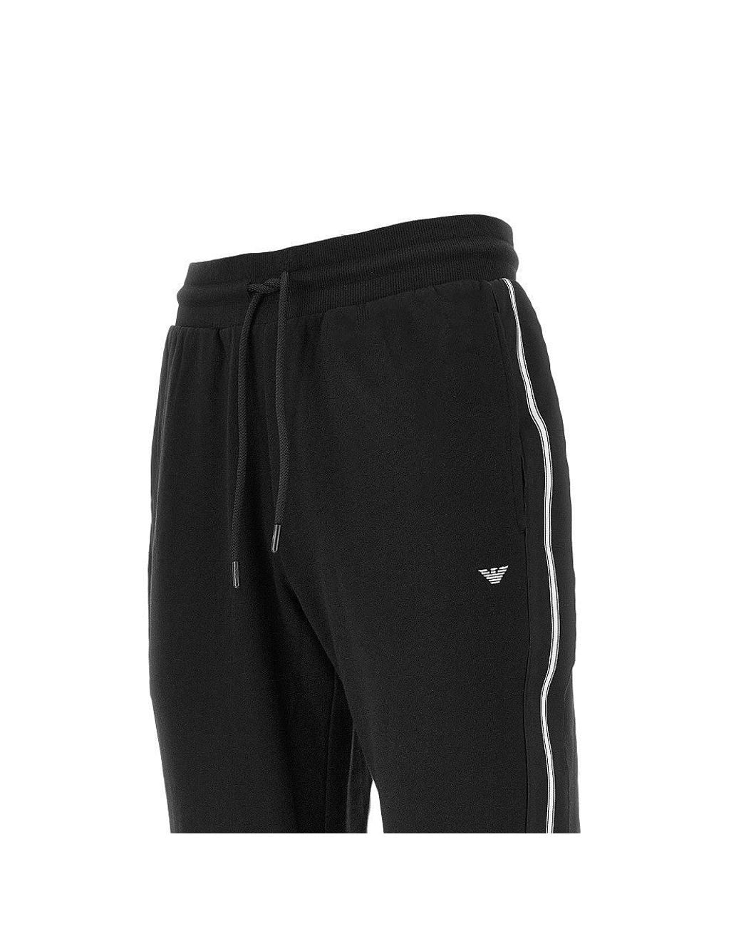 EA BODYWEAR Black French Terry Loungewear Pants for men