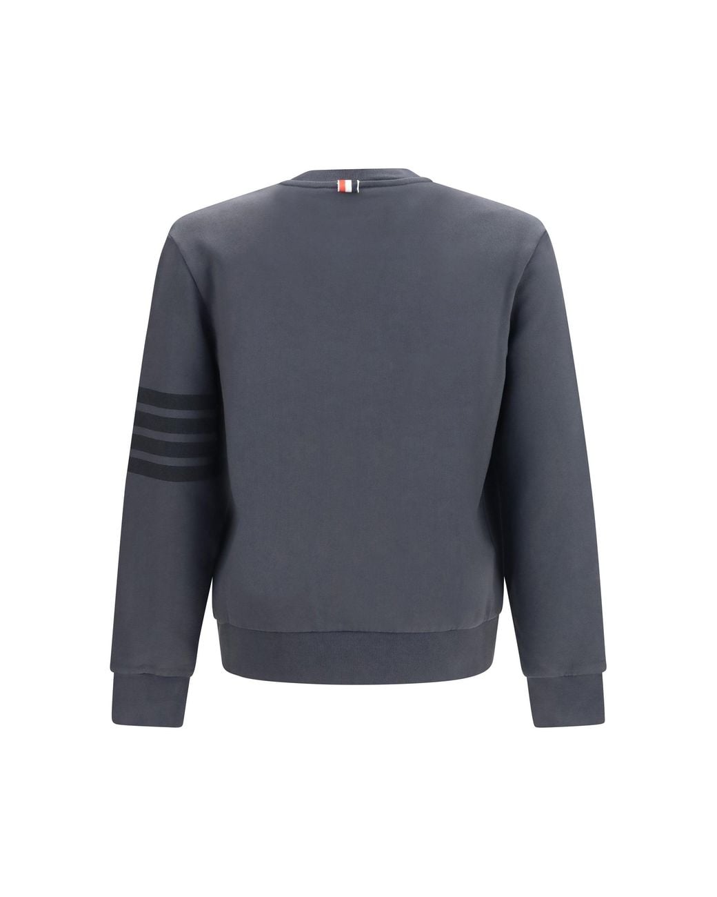 Thom Browne Blue Bar Cotton Crewneck Sweatshirt Charcoal for men