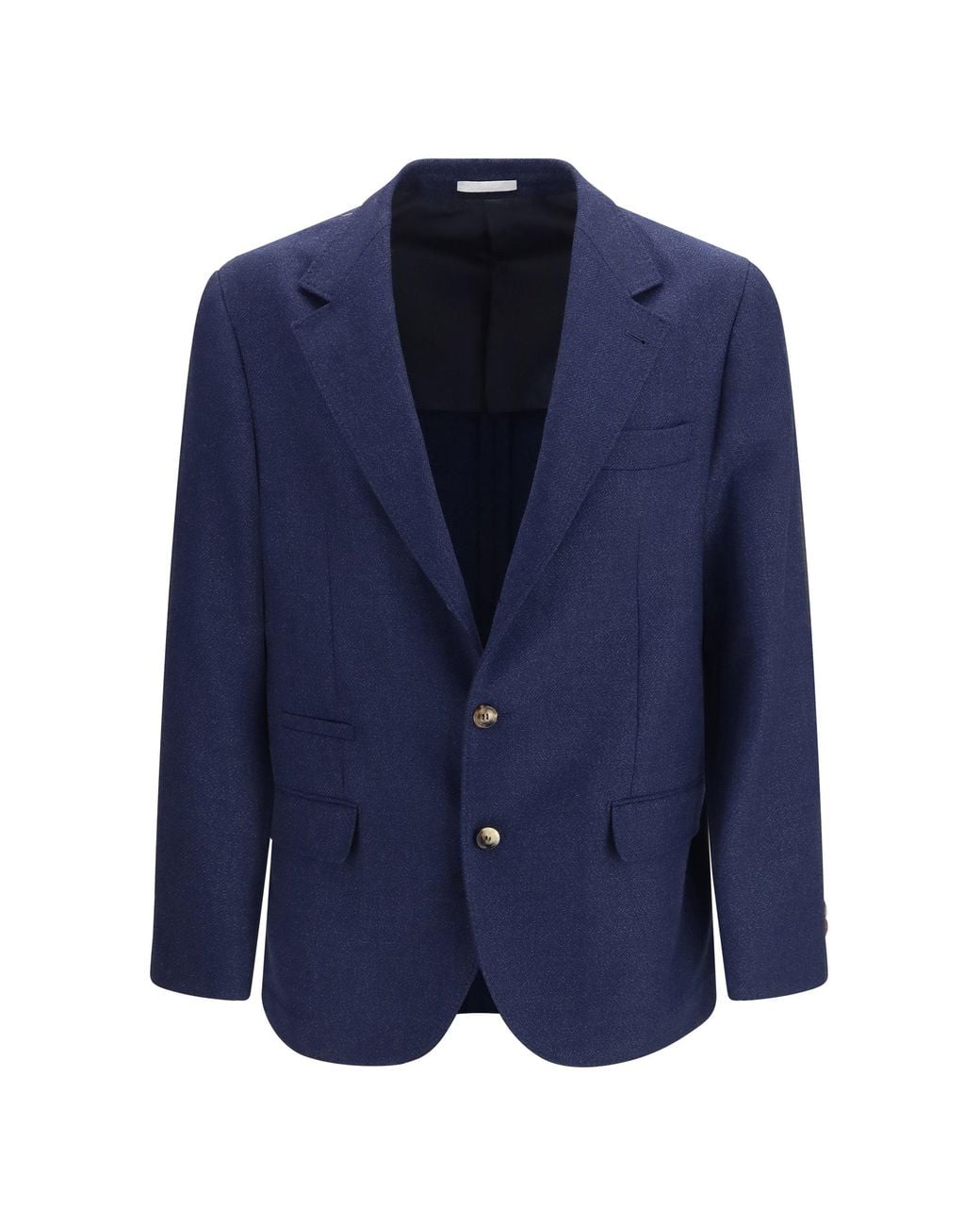 Brunello Cucinelli Blue Single Breasted Wool Blazer for men