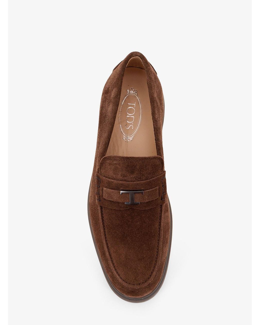 Tod's Brown Suede Loafers With Metal Logo for men