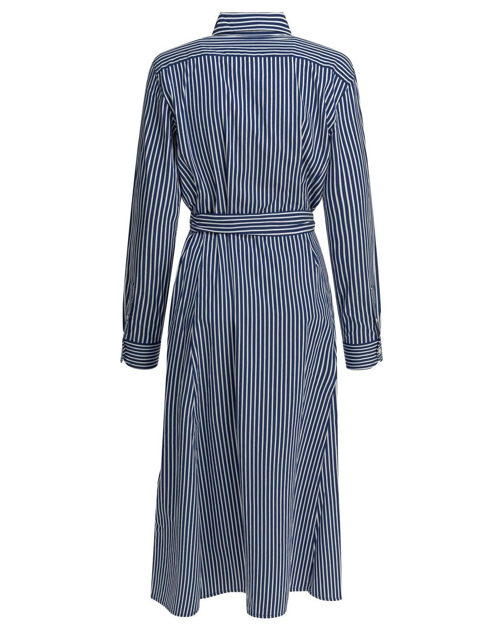 Polo Ralph Lauren Blue Chemisier Midi Dress With Logo