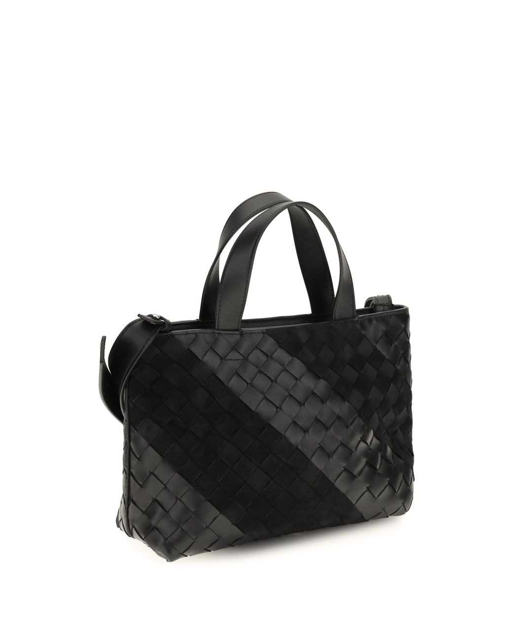 Bottega Veneta Black Intrecciato Handbag With Suede Stripes for men