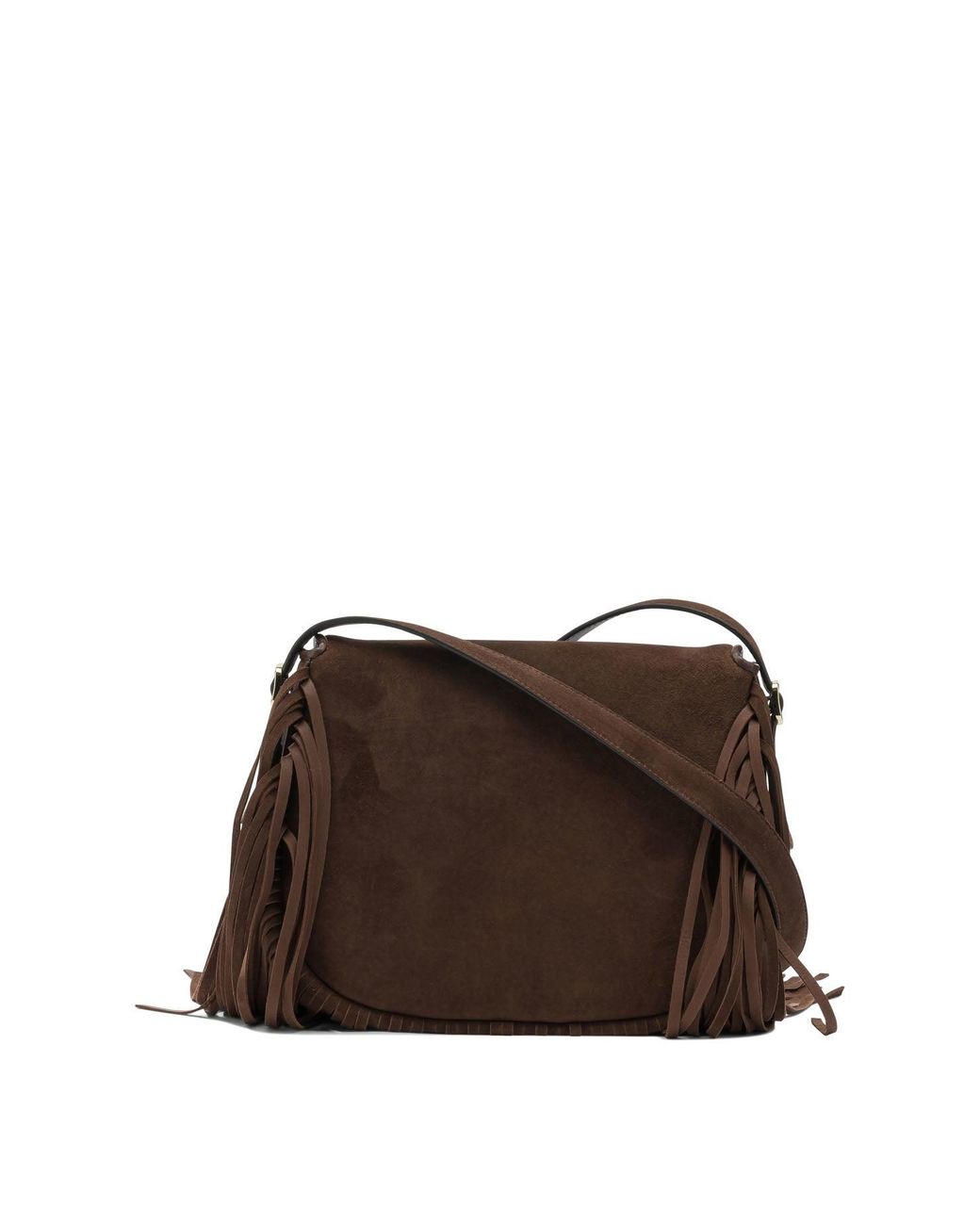 Santoni Brown Small Calf Leather Crossbody Bag