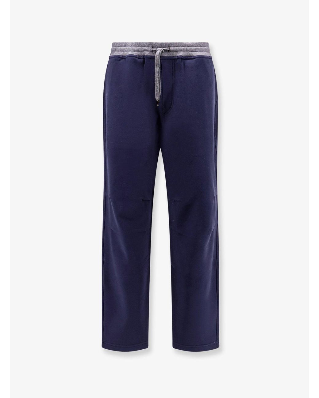Brunello Cucinelli Blue Cotton Sweatpants With Embroidery for men