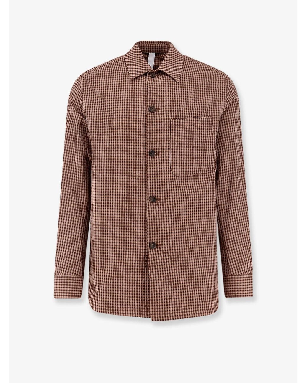 Hevò Brown Cotton Blend Shirt/Jacket for men