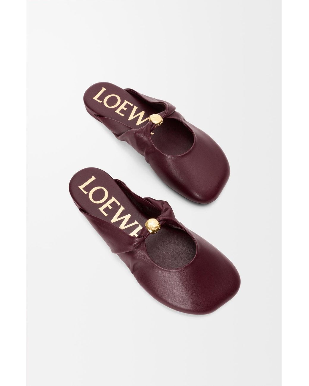 Loewe Red Pebble Leather Sabot Dark