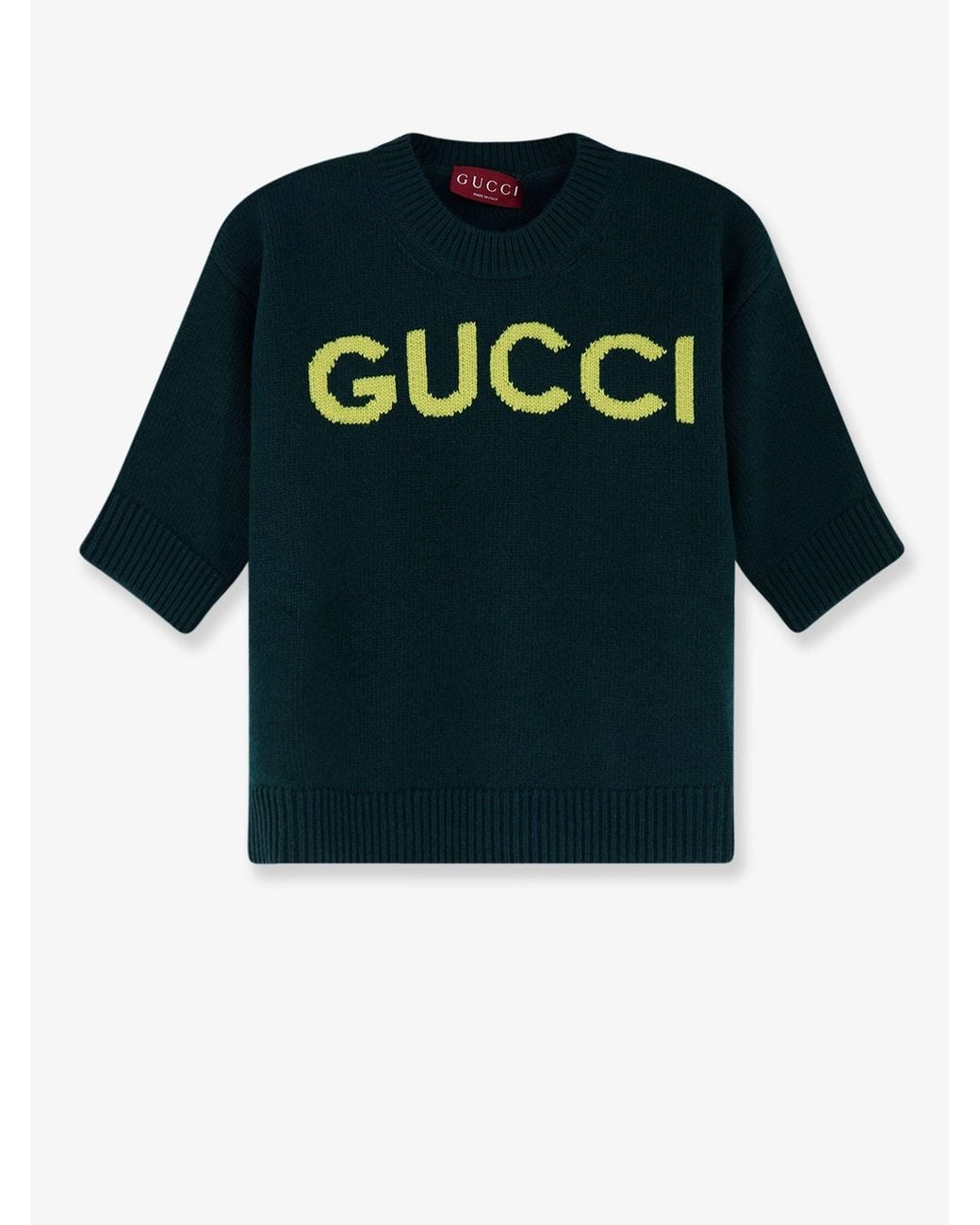 Gucci Blue Wool Sweater With Frontal Logo Embroidery