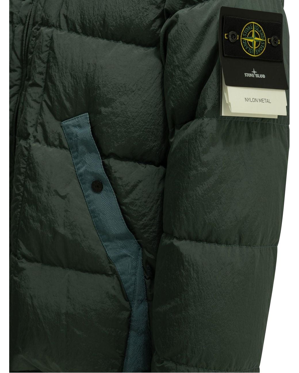 Stone Island Green Nylon Metal Short Down Jacket for men
