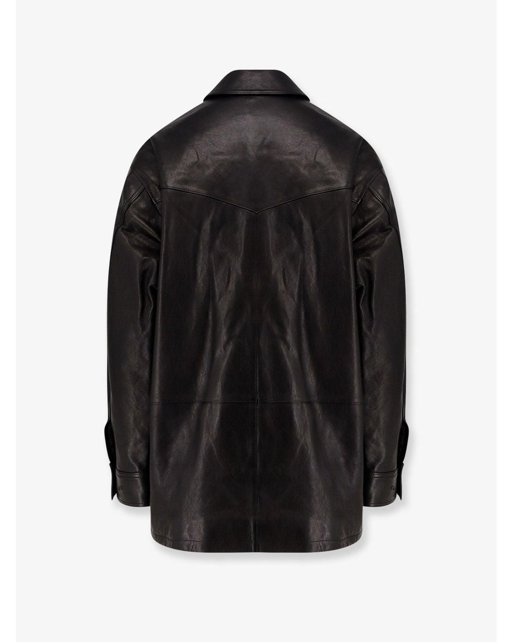 TONYWACK Black Long Padded Leather Jacket