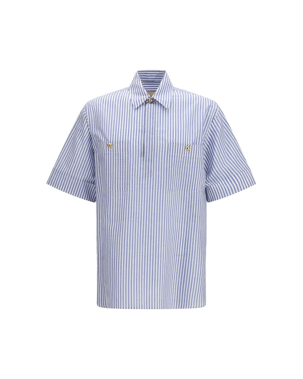 Valentino Blue Short-Sleeve Shirt With Logo Buttons for men