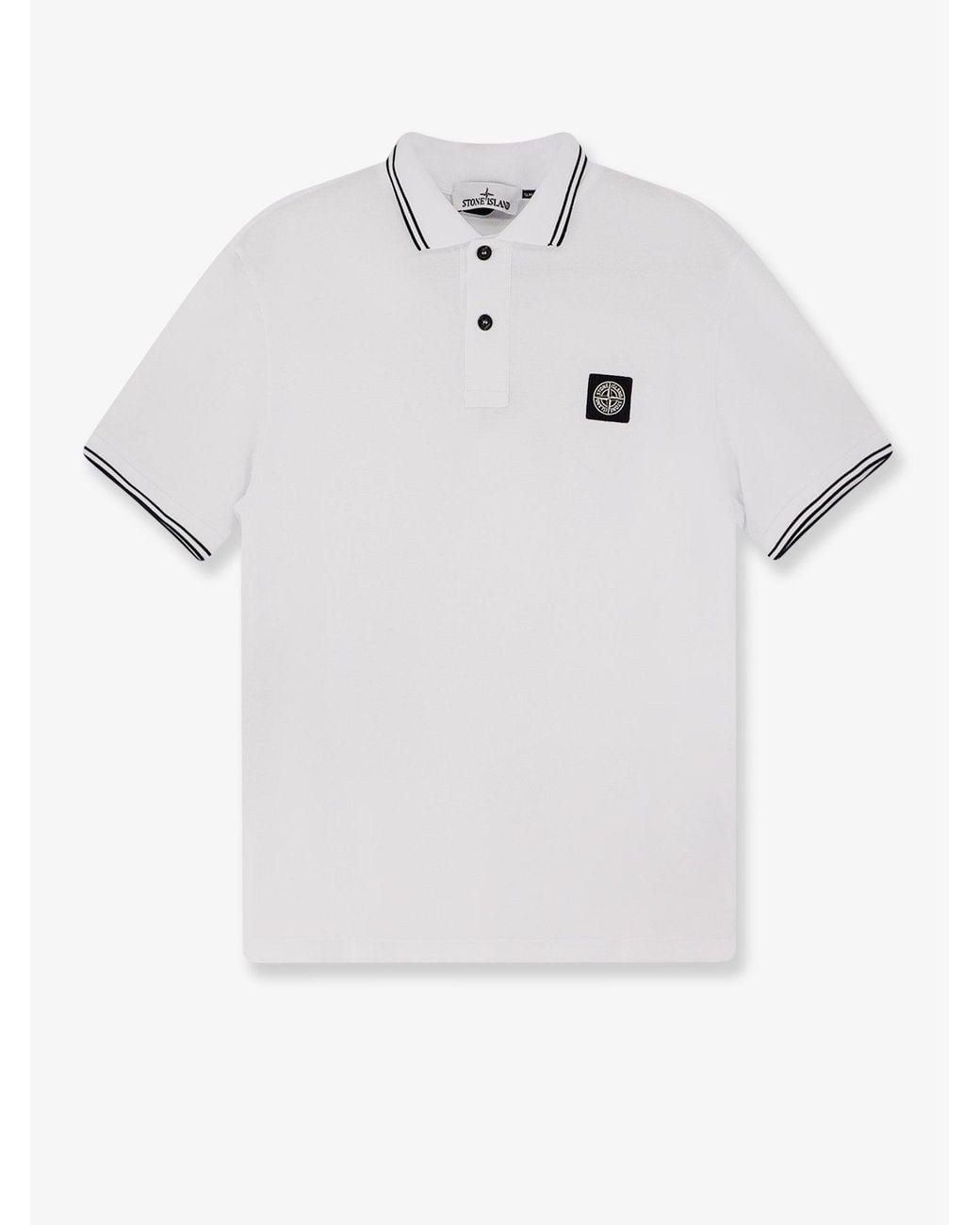 Stone Island White Stretch Organic Cotton Polo Shirt for men