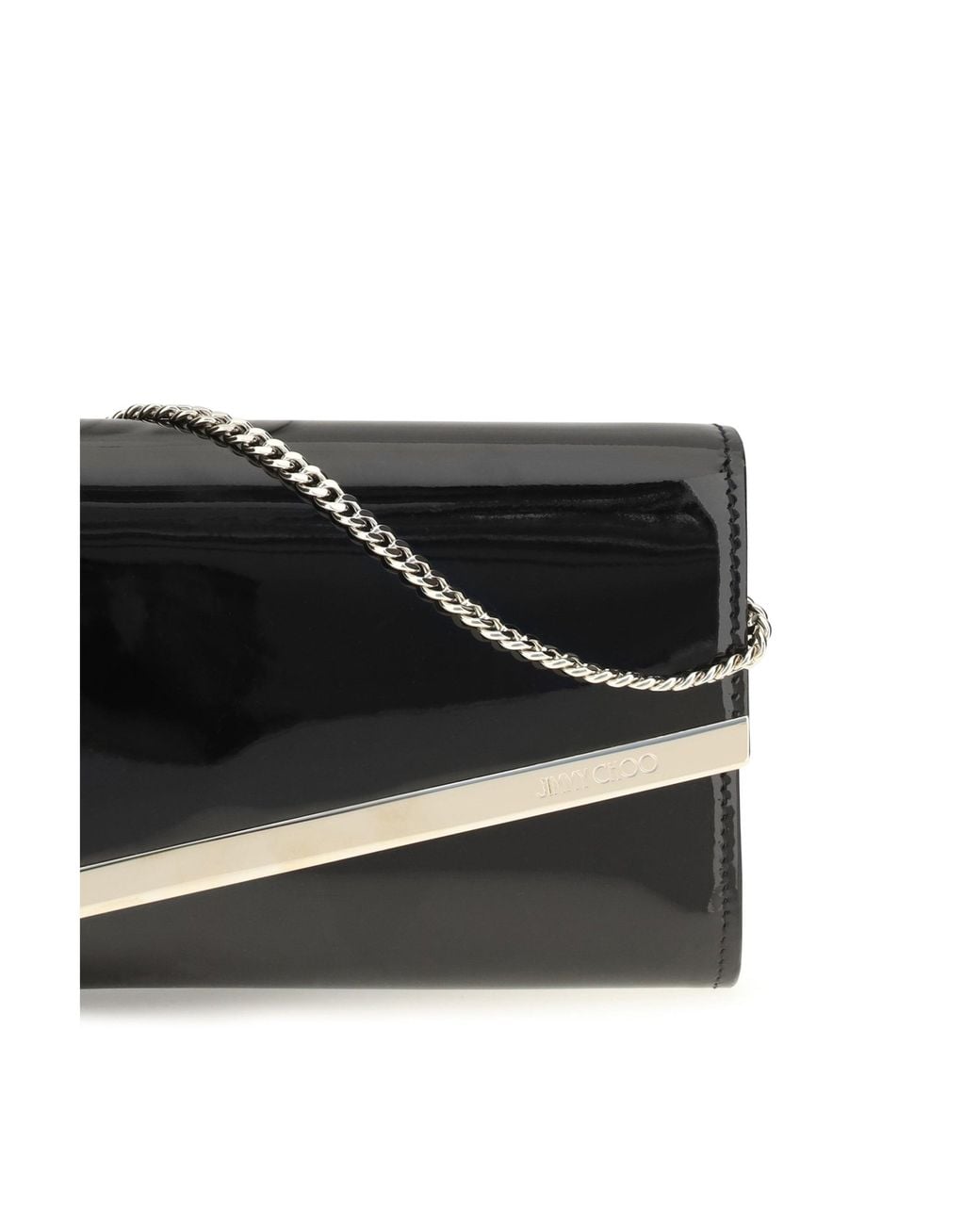 Jimmy Choo Black Emmie Leather Clutch/Light