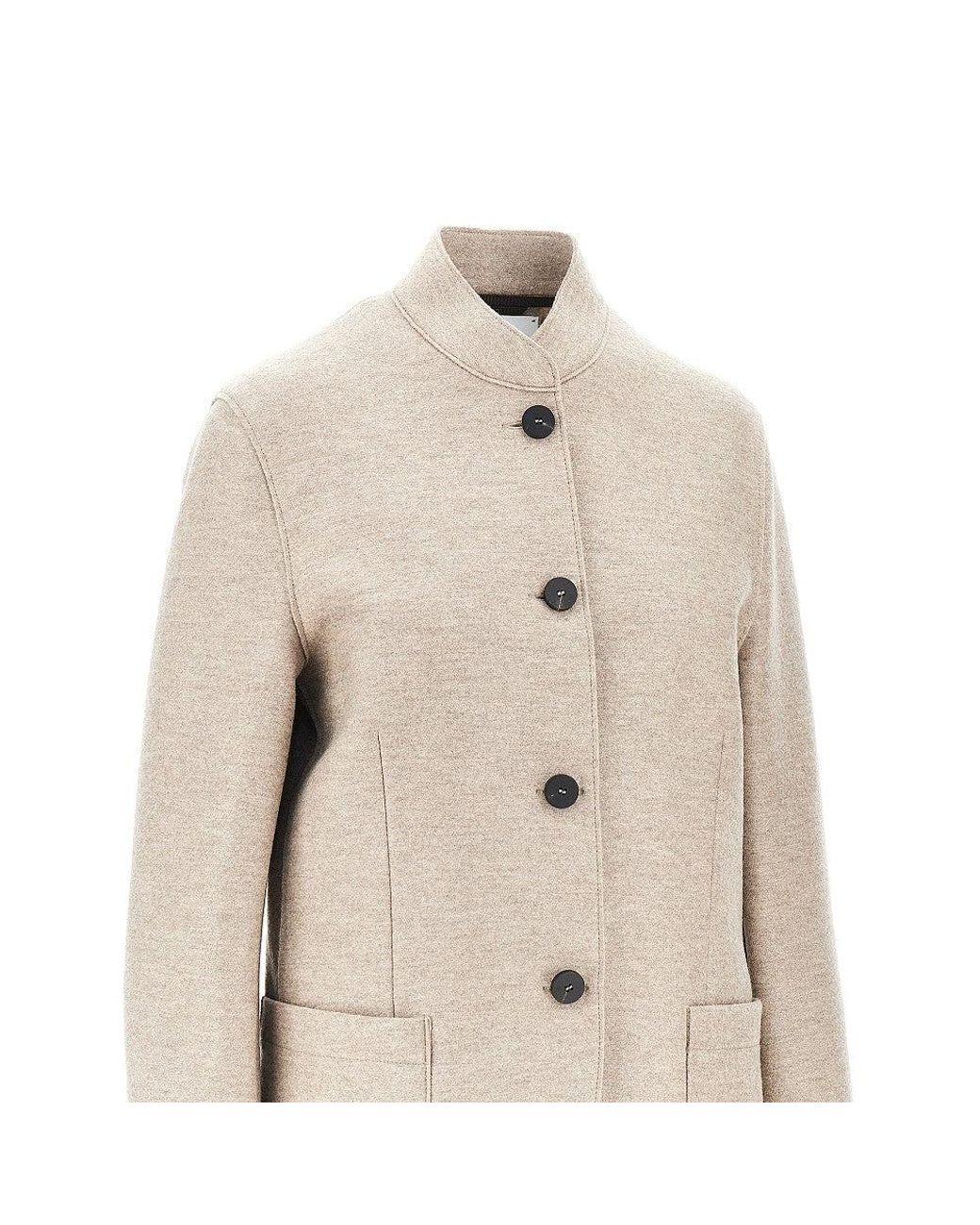 Harris Wharf London Natural Pressed Wool Nehru Jacket