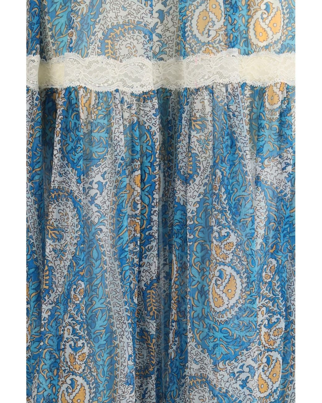Etro Blue Silk Crepon Maxi Skirt