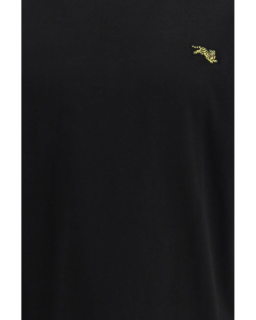 KENZO Black Jumping Tiger Embroidered Cotton T-Shirt for men