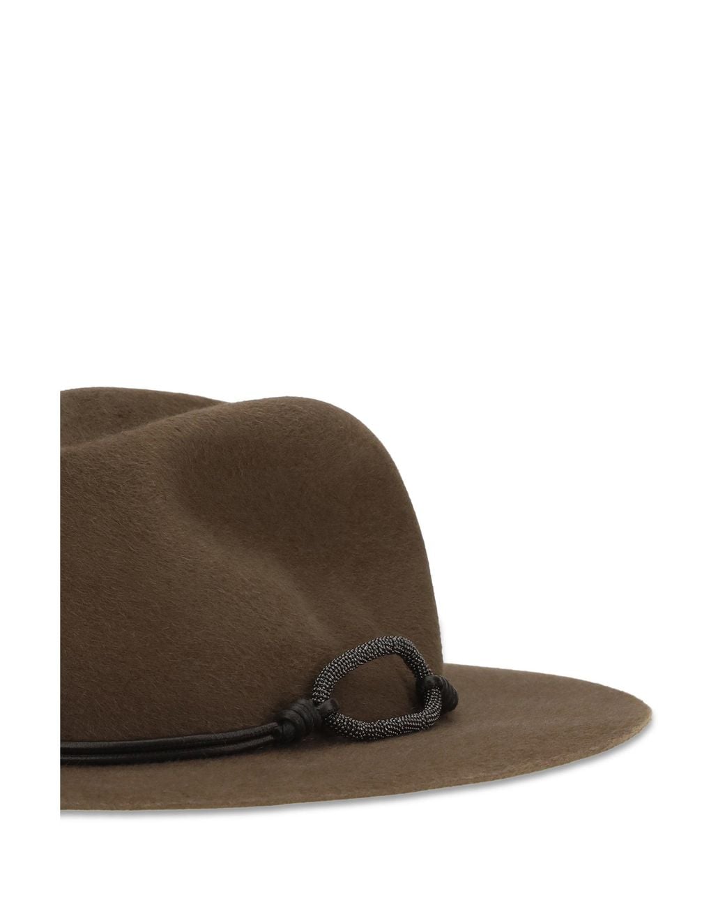 Brunello Cucinelli Brown Felt Fedora Hat Moka
