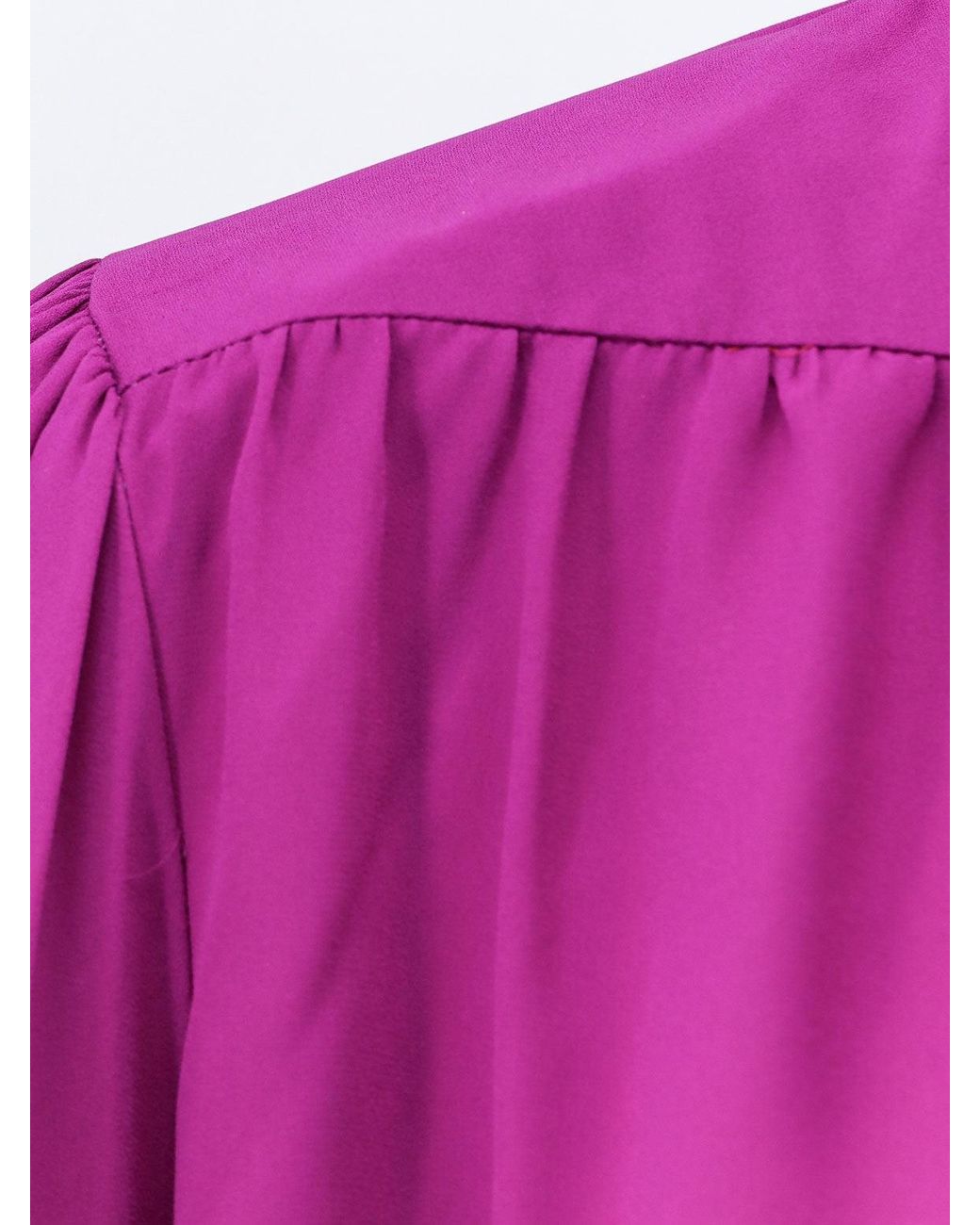 ACTUALEE Purple Satin Shirt With Padded Shoulders