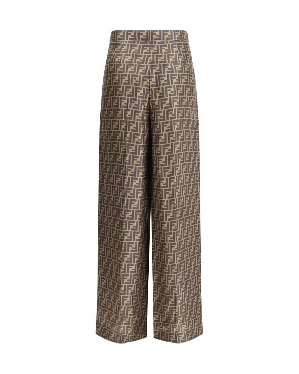 Fendi Natural Monogram Pattern Silk Pants