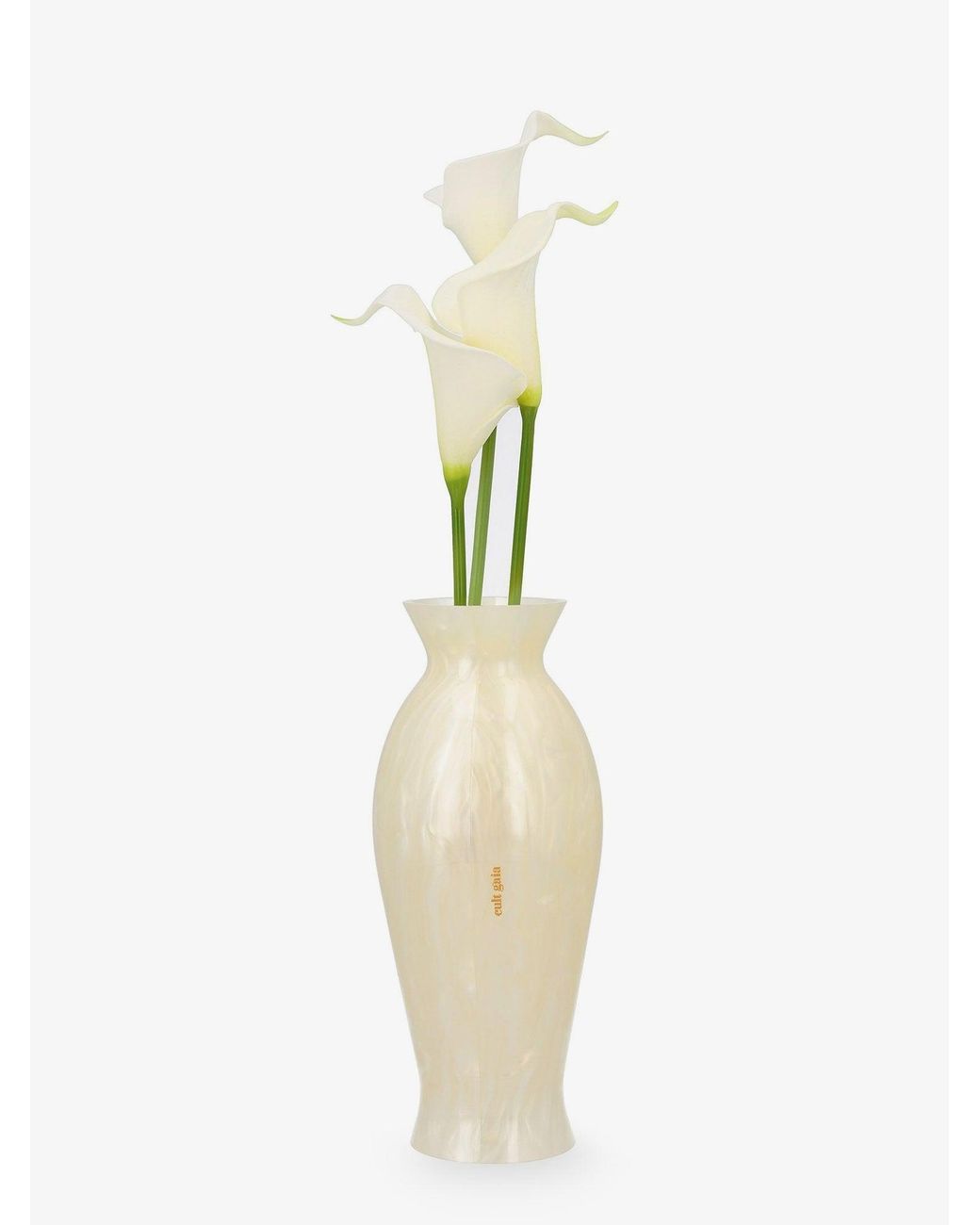 Cult Gaia Natural Florence Acrylic Clutch Bag With Marbled Effect And Calla Lily Detail