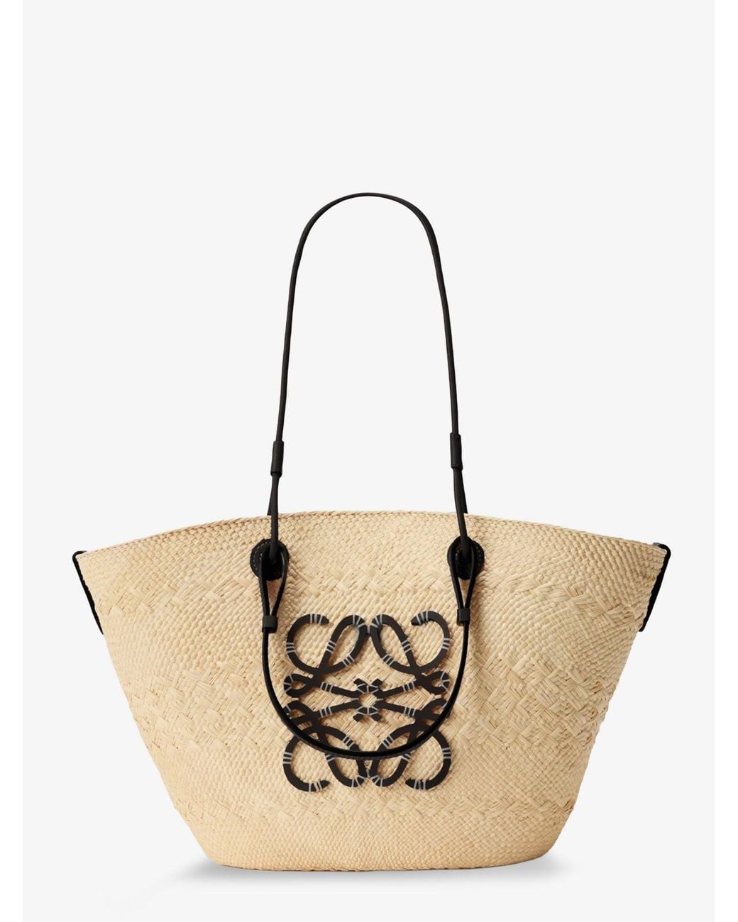Loewe Natural Paula's Ibiza Anagram Leather And Iraca Palm Bag